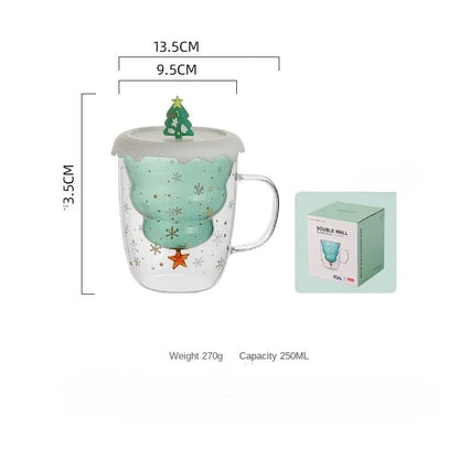 Christmas Glass Water Cup - Christmas trees