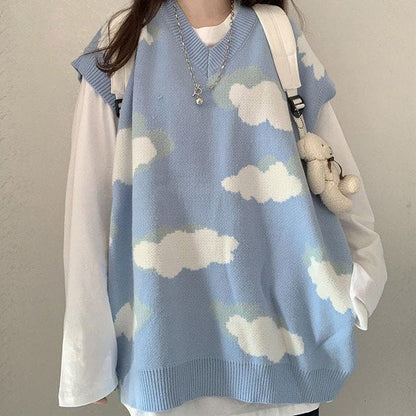 Cloudy Blue Skies Vest - Sweaters