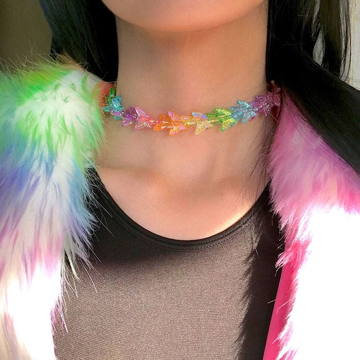 Colorful Butterfly Choker - Standart / Multi - Necklace