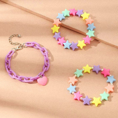 Colorful Heart Star Bracelet - Standart / 3pcs - bracelet