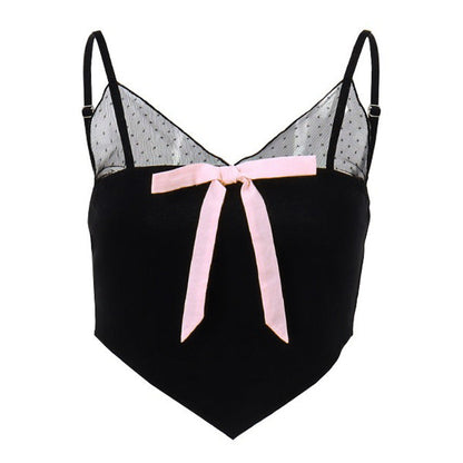 Soft Black Bow Tank Top SpreePicky