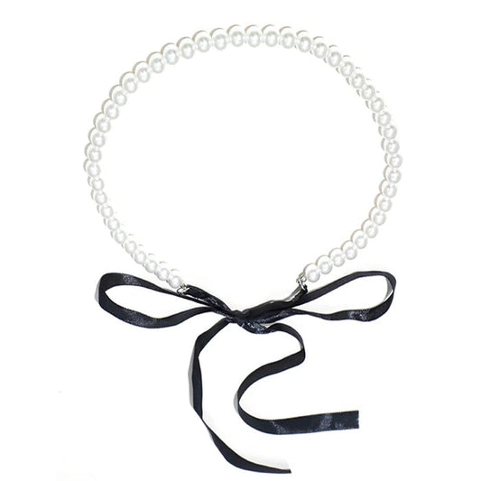 Classic Bow Pearl Necklace SpreePicky