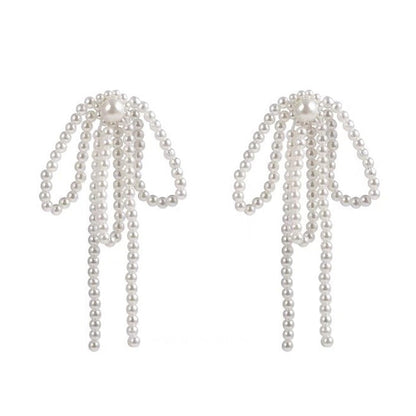 Bow Pearl Tassel Earrings SpreePicky