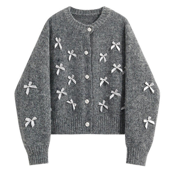 Soft Bow Grey Cardigan SpreePicky