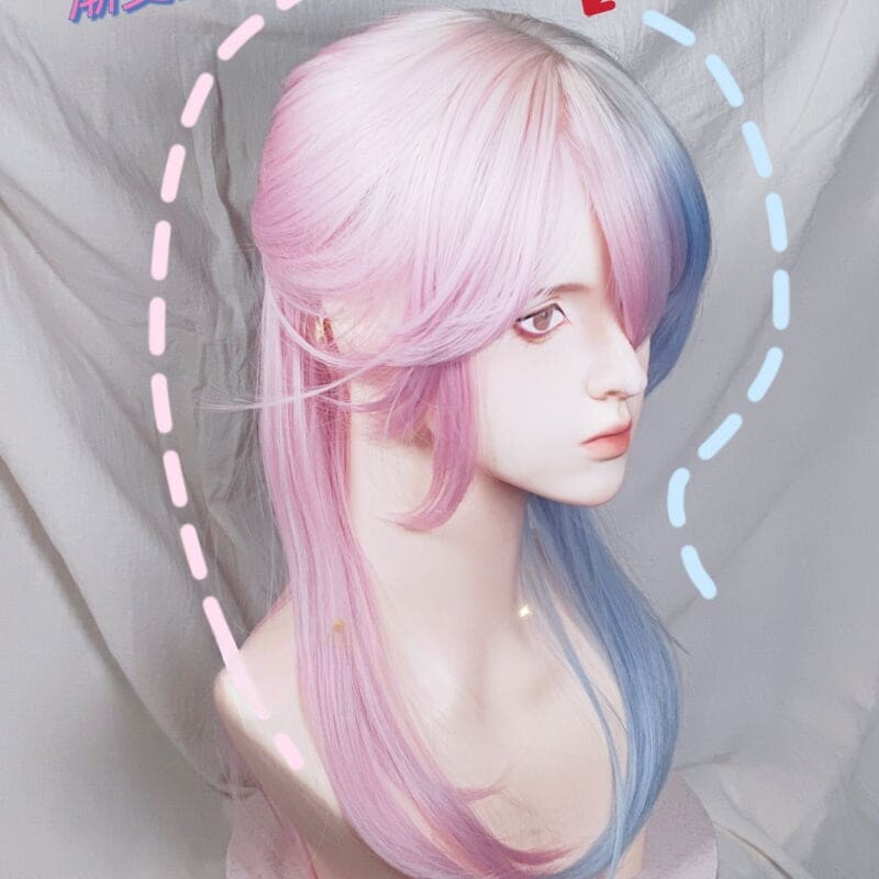 Cotton Candy Pink Blue Wig ON1280 spreepickyshop