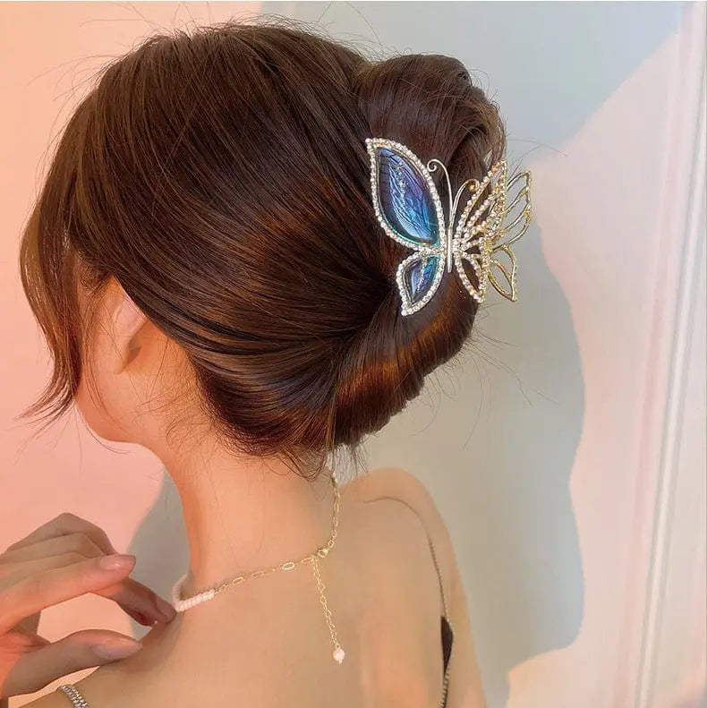 Kawaii Aesthetic Y2K Cute Fairy Chic CZ Inlaid Butterfly Chignon Claw Clip Hair Clip MK Kawaii Store