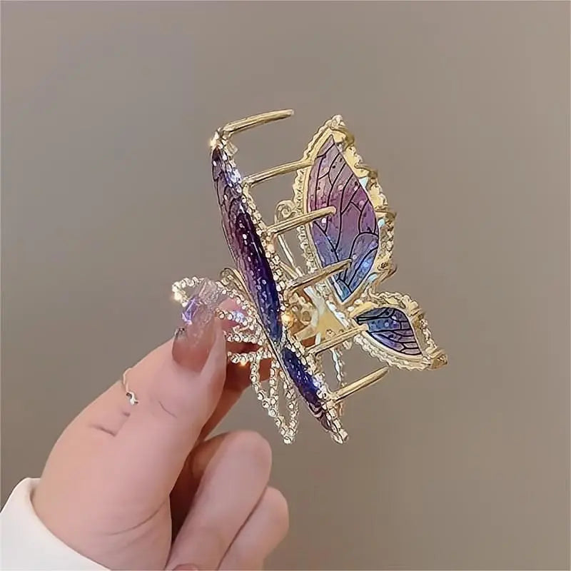 Kawaii Aesthetic Y2K Cute Fairy Chic CZ Inlaid Butterfly Chignon Claw Clip Hair Clip MK Kawaii Store