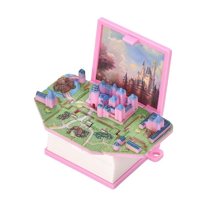 Cute 3D Pop-up Book Folding Pendant - Pink Castle (OPP Bag)