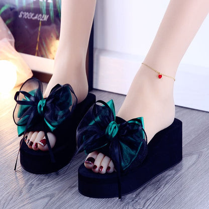 Cute Black Bow Sweet Chic Sandals ON880 - Green / 35 -