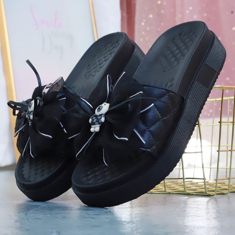 Cute Black Summer Bow with Bear Sandals ON882 - Black / 36 -