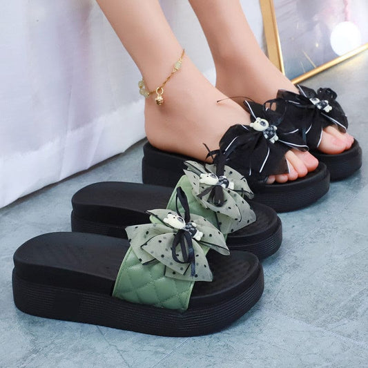 Cute Black Summer Bow with Bear Sandals ON882 - sandals