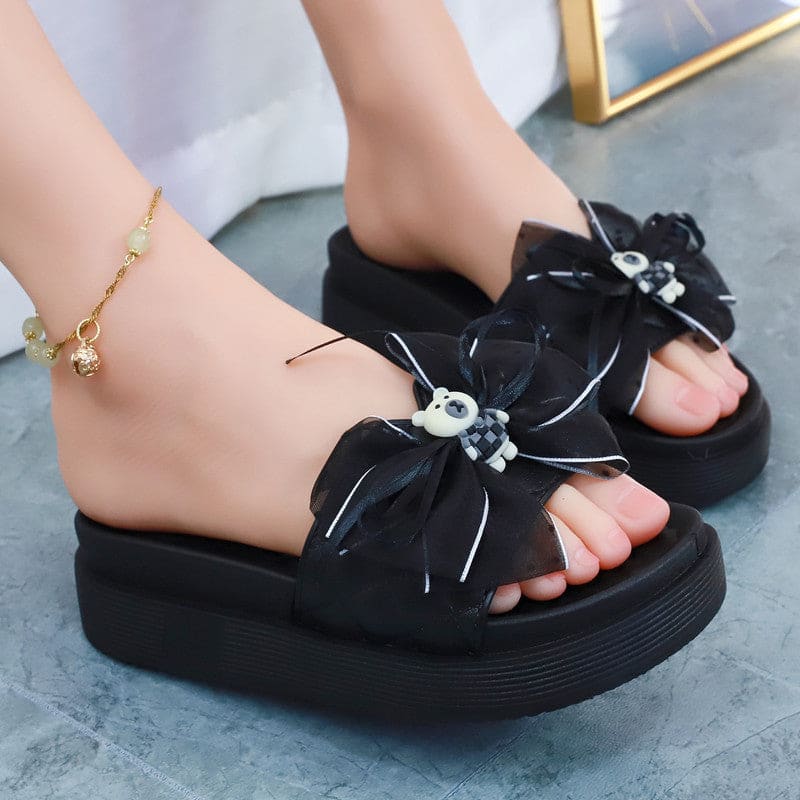 Cute Black Summer Bow with Bear Sandals ON882 - sandals