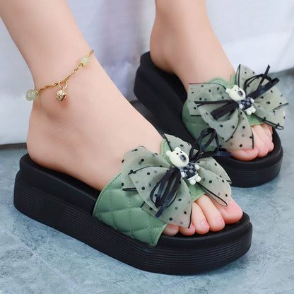 Cute Black Summer Bow with Bear Sandals ON882 - sandals