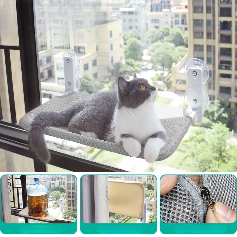 Cute Cat Window Bed Hammock ON702 - Grey / Standard（30*45cm）