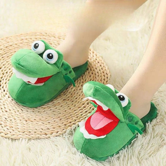 Cute Crocodile Plush Slippers - Green / 27-30(child)