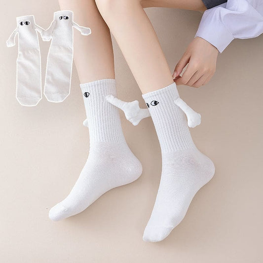 Cute Holding Hands Magnetic Socks - white(1pair)