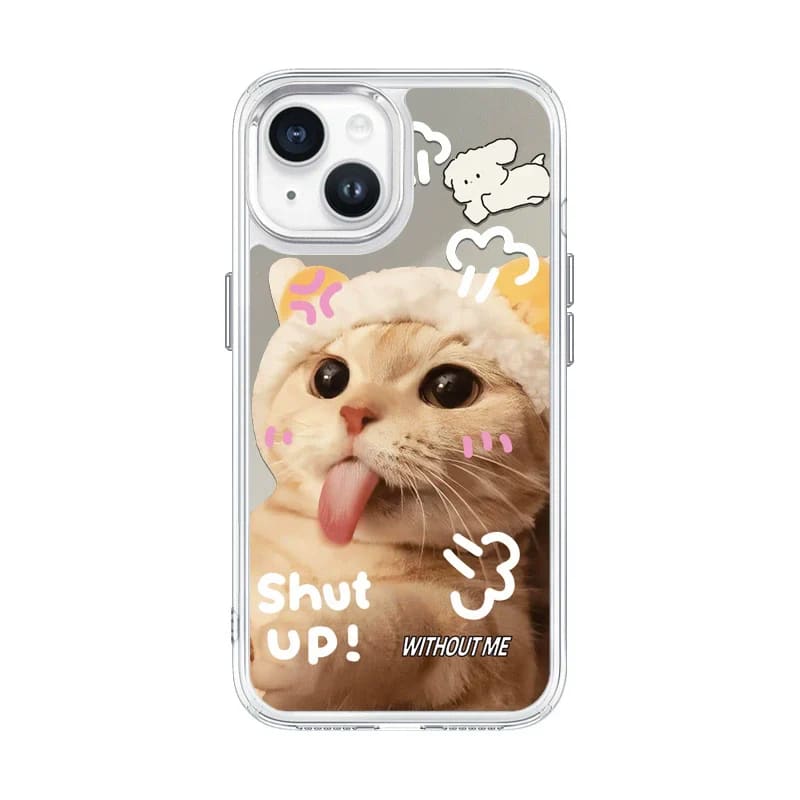 Cute Mirror Animal Phone Case - For iPhone 15 / Cat