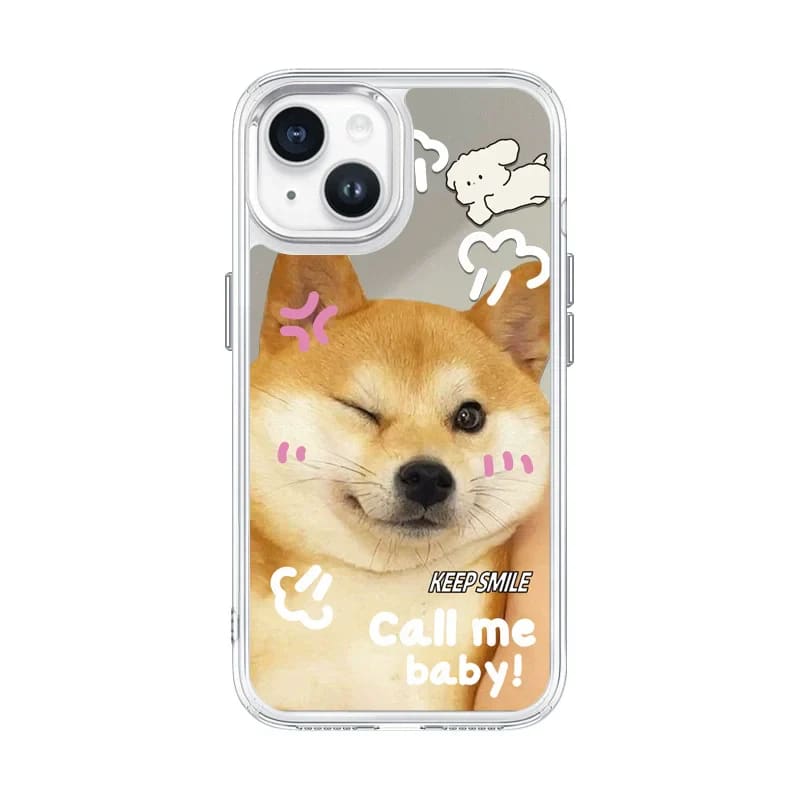 Cute Mirror Animal Phone Case - For iPhone 15 / Puppy