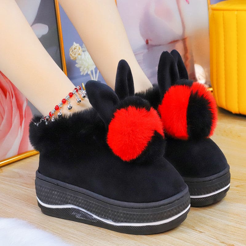 Cute Soft Bunny Warm Pastel Slippers ON891 - Black / 36/37 -