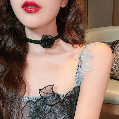 Lace Black Camellia Choker SpreePicky