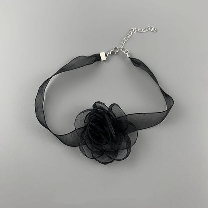 Lace Black Camellia Choker SpreePicky