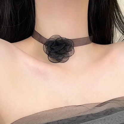 Lace Black Camellia Choker SpreePicky