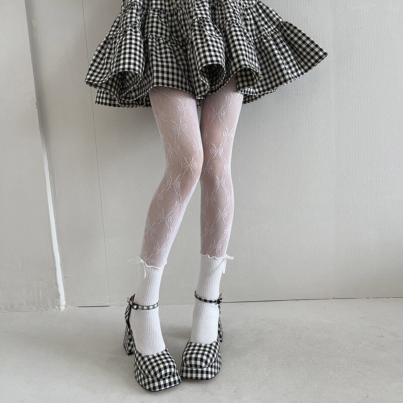 Lolita Flower Lace Bow Tights SpreePicky