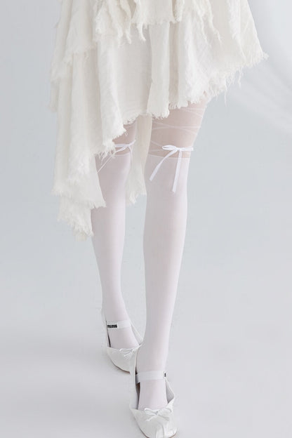 Lace Ribbon Bow Lolita Tights SpreePicky