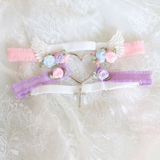 Sweet Floral Heart Wings Garter SpreePicky