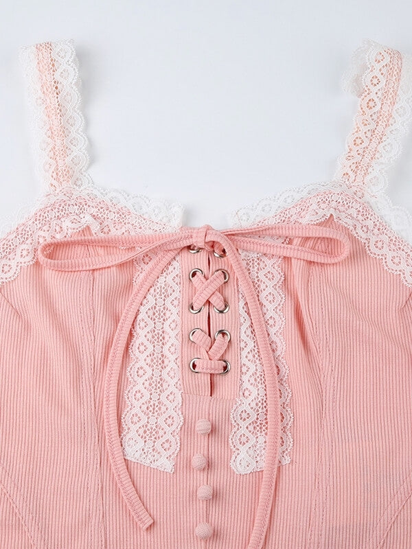 Sweet Pink Lace Camisole SpreePicky