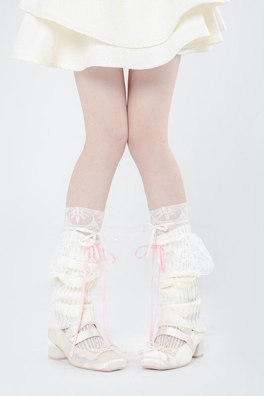 Cute Lace Stripe Bow Stockings SpreePicky