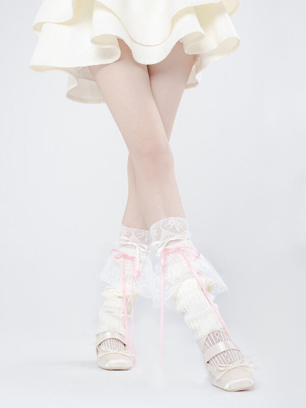 Cute Lace Stripe Bow Stockings SpreePicky