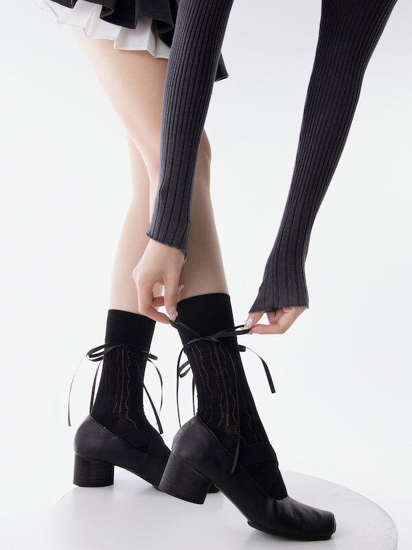 Elegant Knit Bow Socks SpreePicky