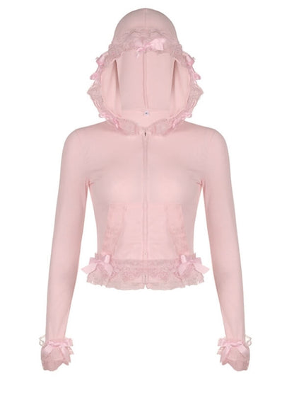 Sweet Pink Lace Hoodie SpreePicky