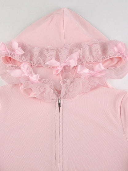 Sweet Pink Lace Hoodie SpreePicky