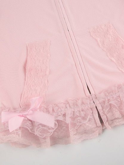 Sweet Pink Lace Hoodie SpreePicky