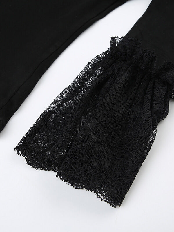 Black Lace Sleeve Top SpreePicky