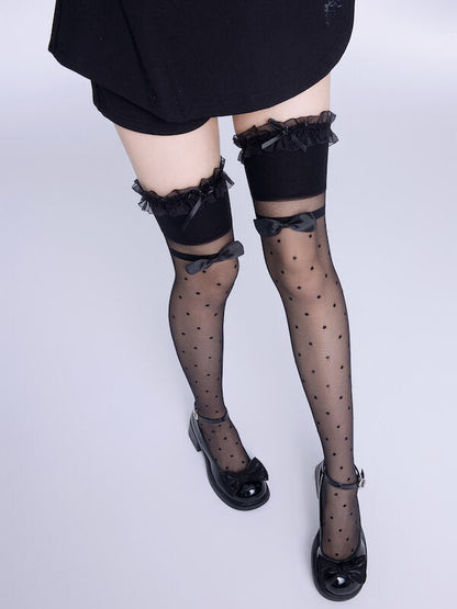 Black Bow Dots Stockings SpreePicky