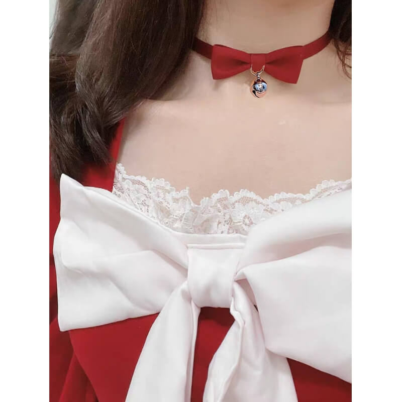 Kawaii Lolita Knot Bow Bell Choker SpreePicky