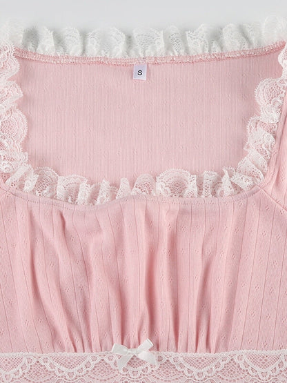 Pink Lace Patchwork Top SpreePicky