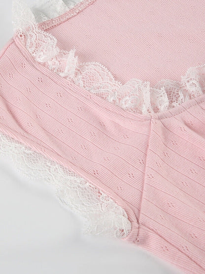 Pink Lace Patchwork Top SpreePicky