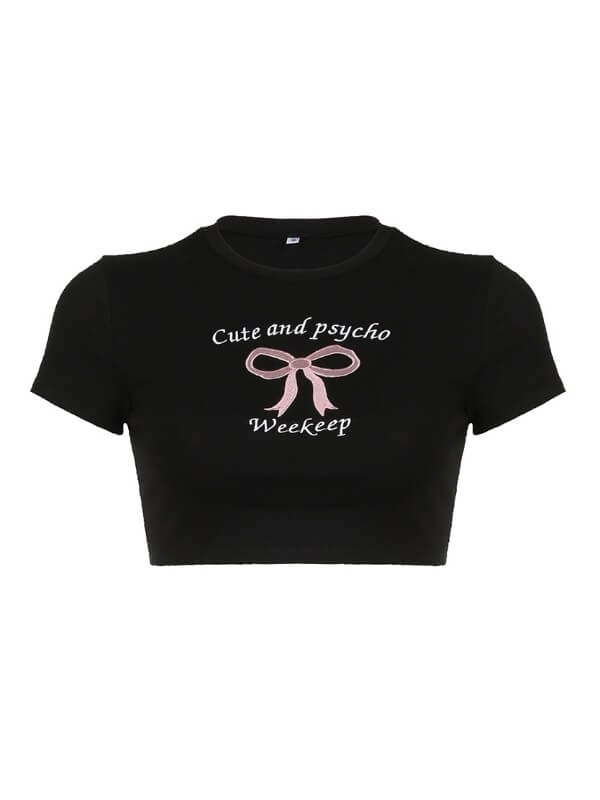 Black Pink Bow Short Top SpreePicky