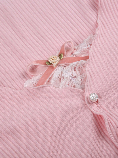 Sweet Pink Bow Crop Top SpreePicky