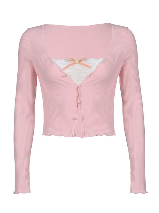 Sweet Pink Bow Crop Top SpreePicky