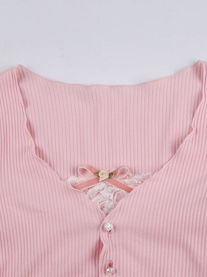 Sweet Pink Bow Crop Top SpreePicky