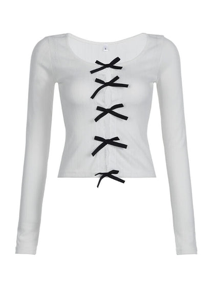 Elegant White with Black Bows Top SpreePicky