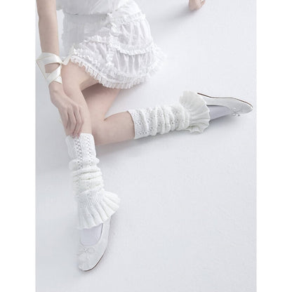 Elegant Knit White Leg Warmers SpreePicky