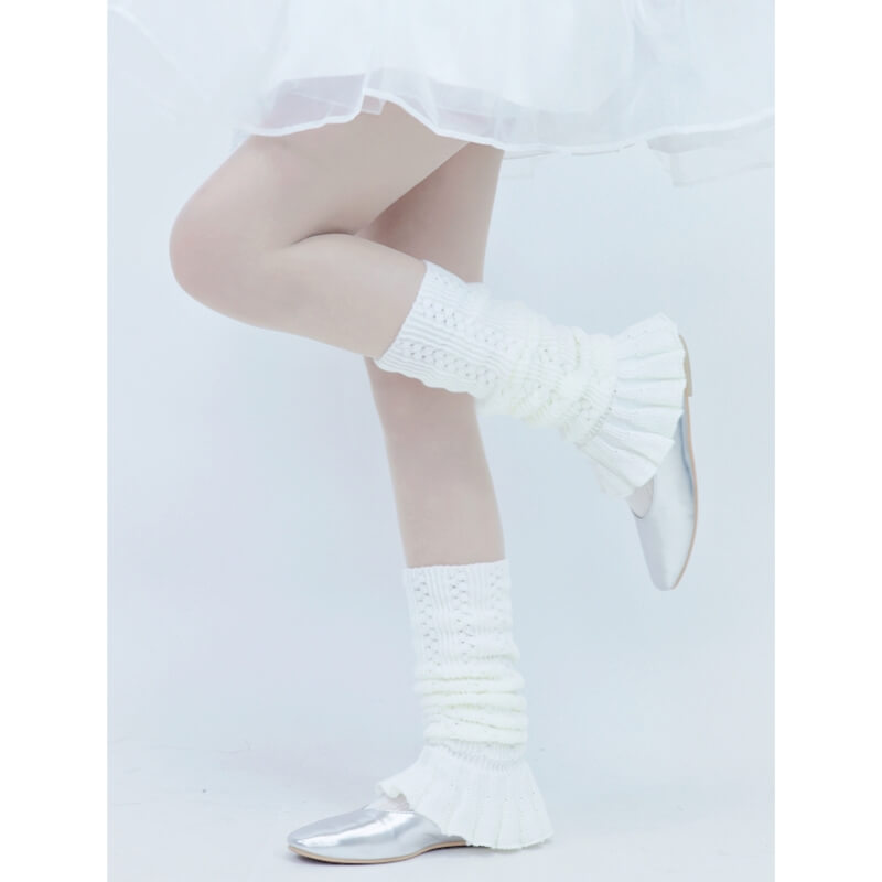 Elegant Knit White Leg Warmers SpreePicky