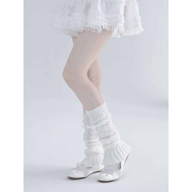 Elegant Knit White Leg Warmers SpreePicky