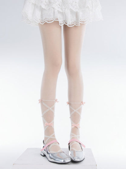 Fairy Pink Bow Lace Tights SpreePicky